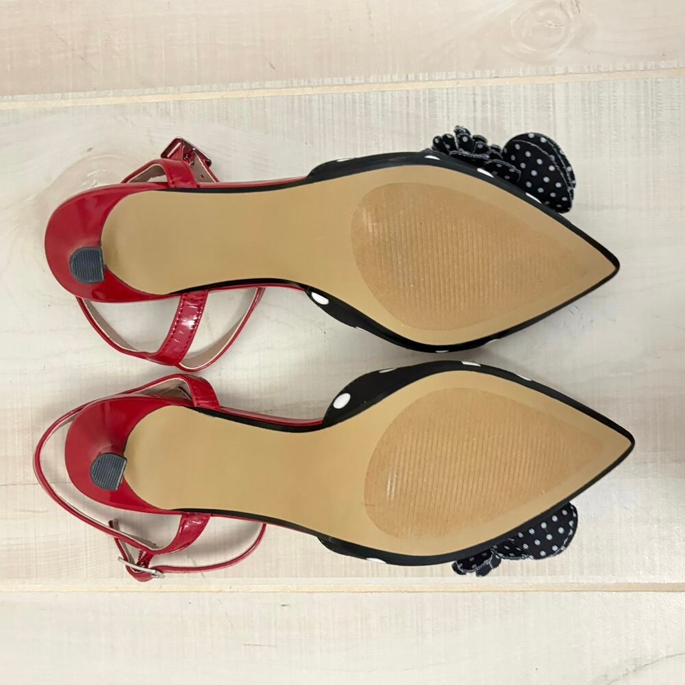 Betsey Johnson Neena Polka Dot Floral Ankle Strap Heels Sz 6.5 Pinup Rockabilly - Picture 10 of 11